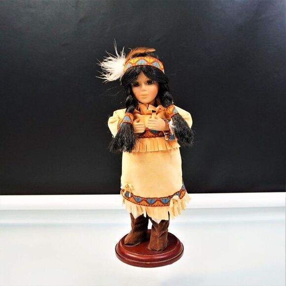 Vintage Native American Music Box Doll 11 Inch - Picture 1 of 7
